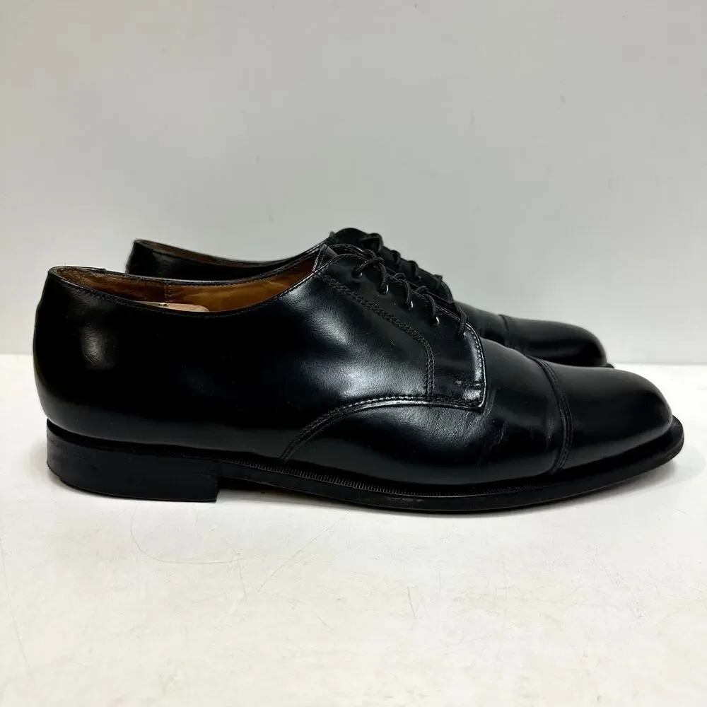 VERY GOOD Cole Haan Derby Blucher Cap Toe Black Calf Made in Maine USA 11.5